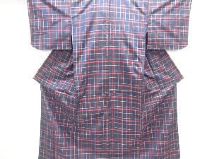 格子織り出し米沢紬着物アンサンブル